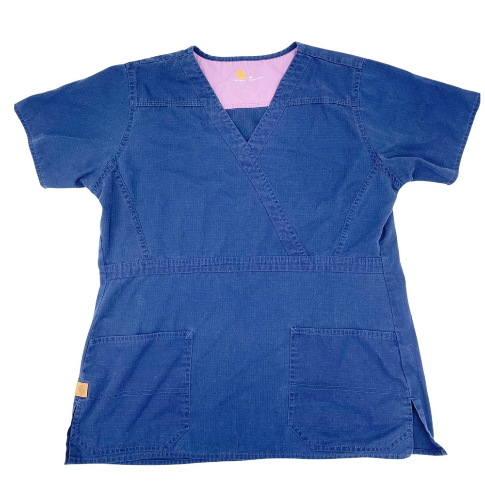 Carhartt Women's Navy Blue Short Sleeve Ripstop V-neck Nursing Scrub Top Medium